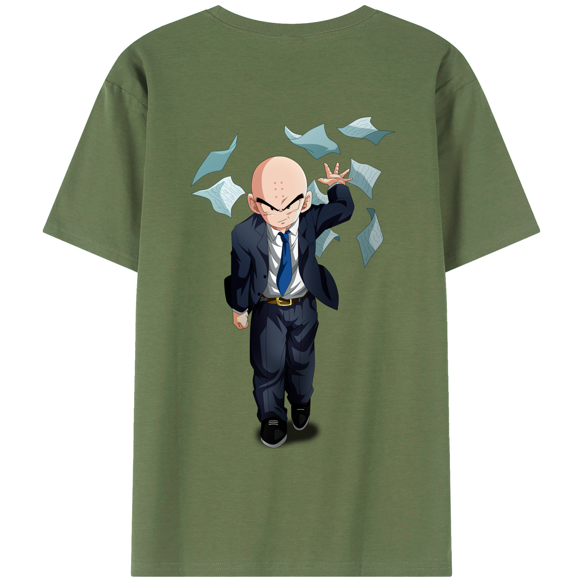 （画像用） ドラゴンボール クリリン DRAGON BALL krillin 綿100％ メンズ半袖Tシャツ（バックプリント） 通気性